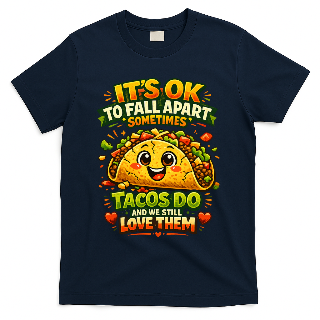 It's Ok To Fall Apart Sometimes Tacos Do And We Still Love Them T-Shirt - Navy