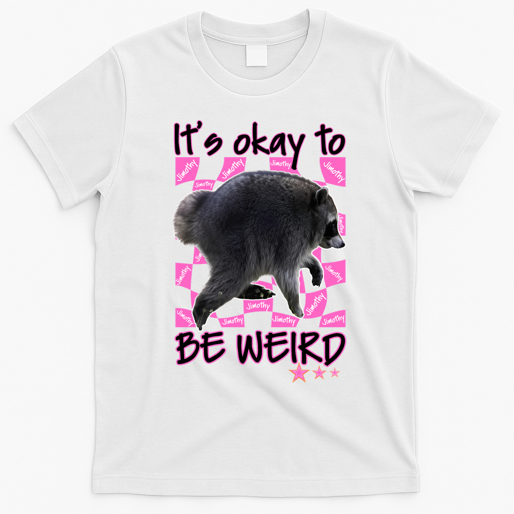 It's Okay To Be Weird Jimothy The Raccoon Meme T-Shirt - White