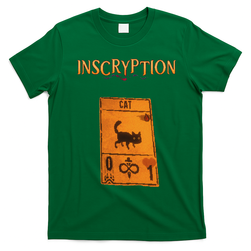 Inscryption Psychological Cat Card Game Halloween Scary T-Shirt - Irish Green