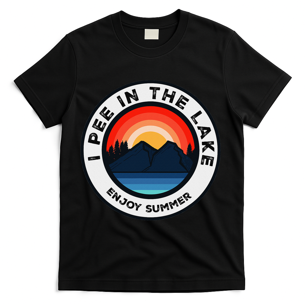 I Pee In The Lake Funny Summer Vacation Family T-Shirt - Black