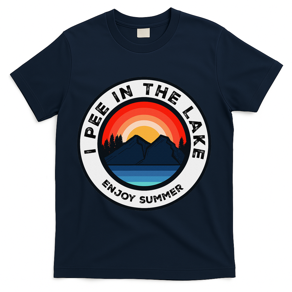 I Pee In The Lake Funny Summer Vacation Family T-Shirt - Navy