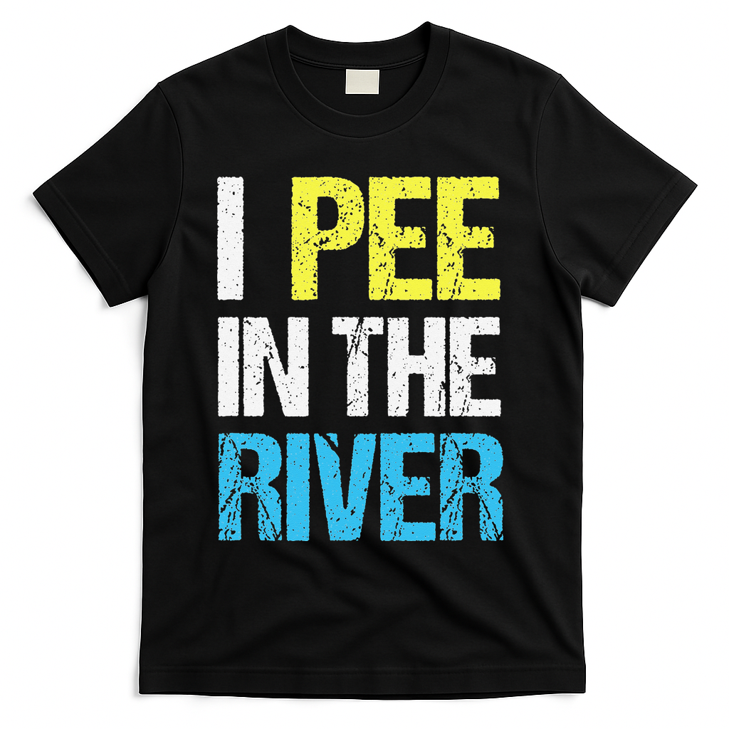 I Pee In The River Funny Summer T-Shirt - Black