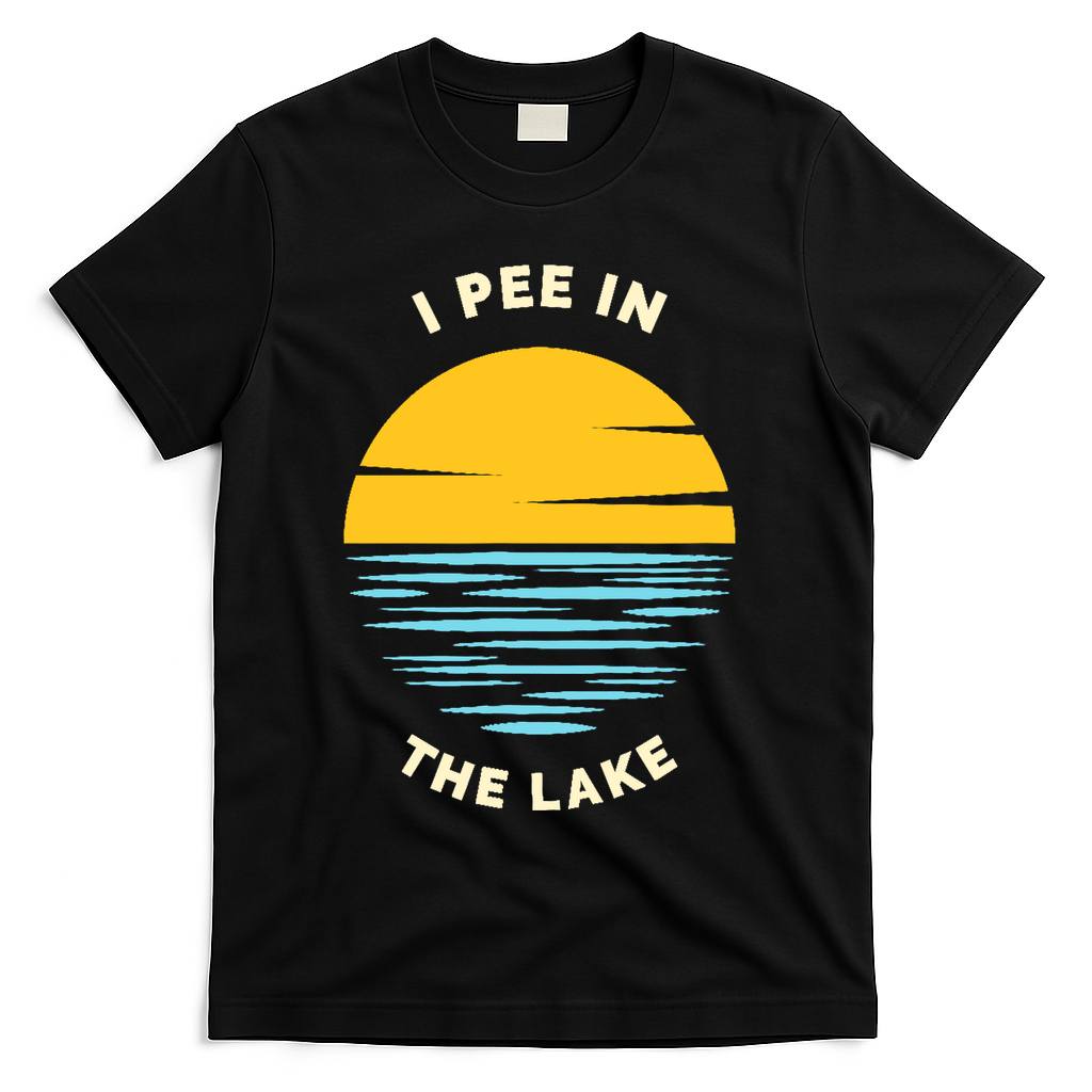 I PEE IN THE LAKE Funny Summer Vacation Boating Swimming T-Shirt - Black