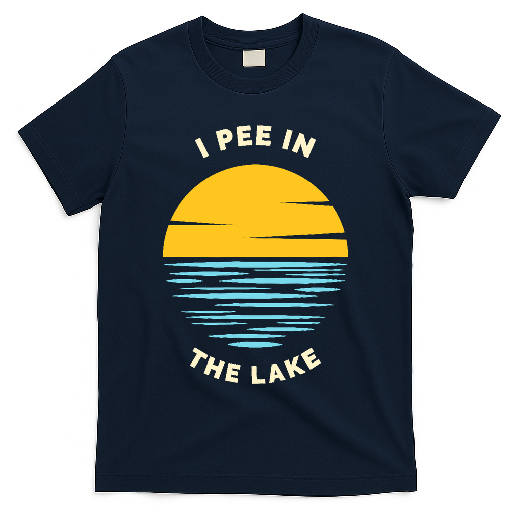 I PEE IN THE LAKE Funny Summer Vacation Boating Swimming T-Shirt - Navy