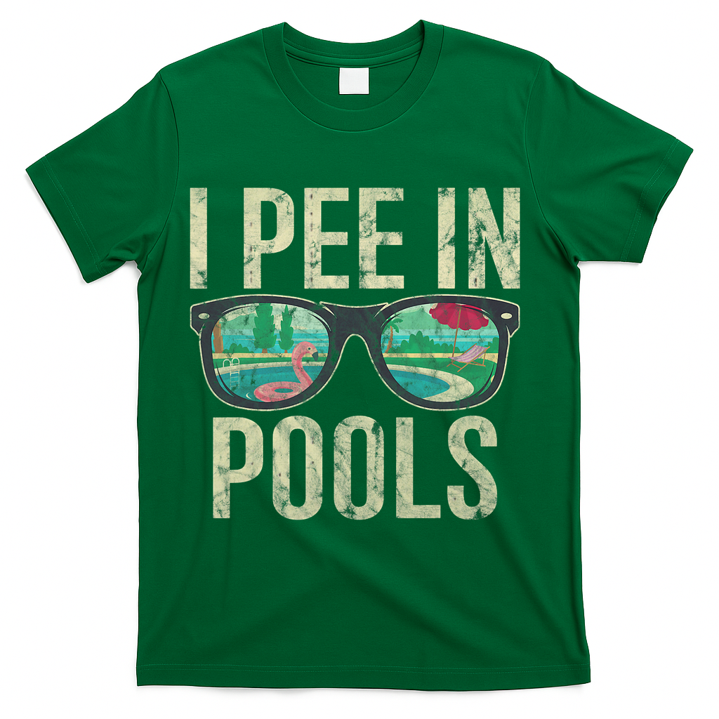 I Pee In Pools Glasses Summer Vacation Funny T-Shirt - Green