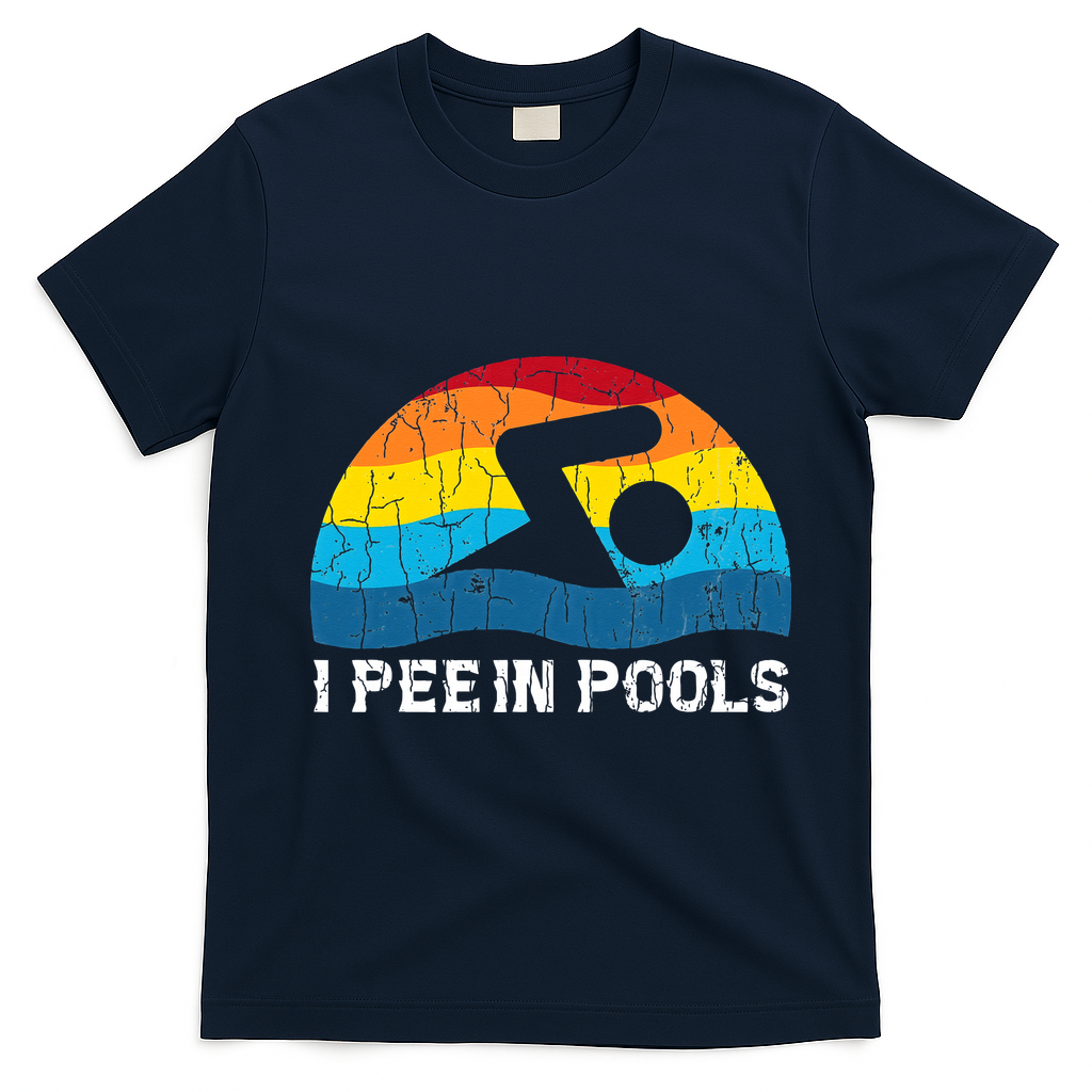 I Pee In Pools Funny Swimmer Swimming Coach T-Shirt - Navy Blue