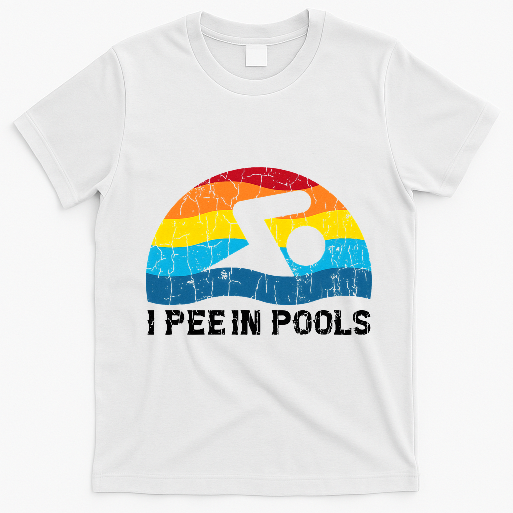 I Pee In Pools Funny Swimmer Swimming Coach T-Shirt - White