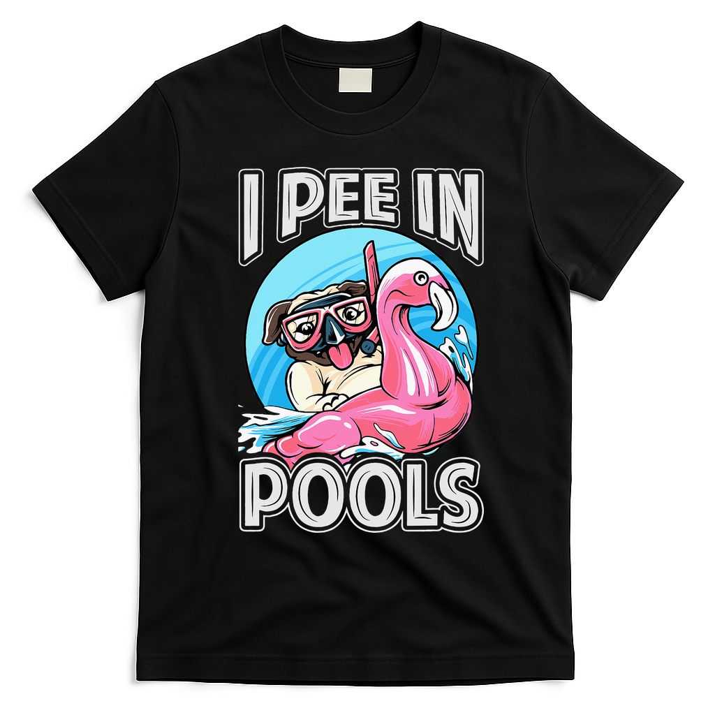 I Pee In Pools Funny Dog Swimming Pool Jokes T-Shirt - Black