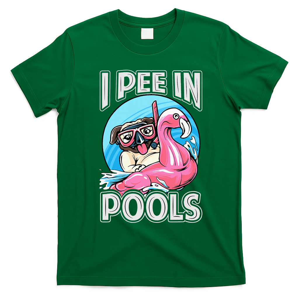I Pee In Pools Funny Dog Swimming Pool Jokes T-Shirt - Irish Green