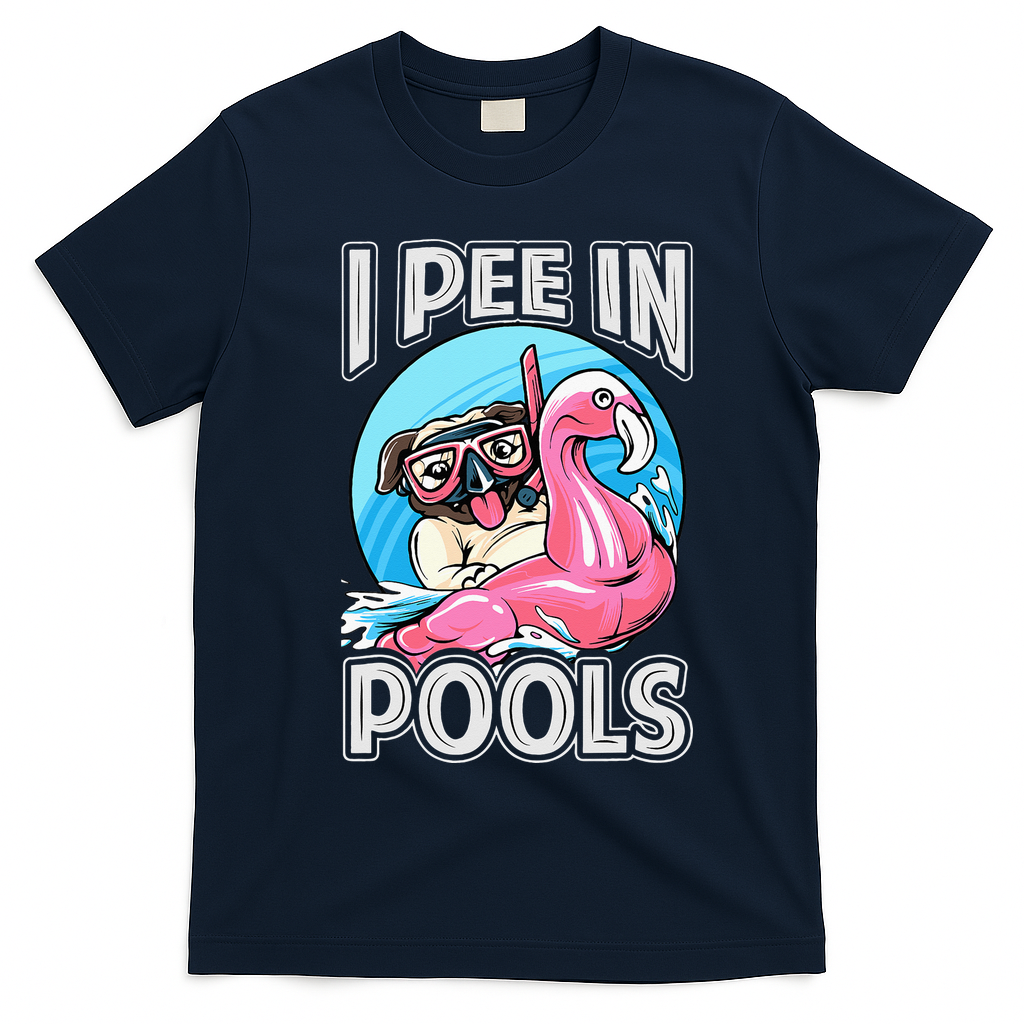 I Pee In Pools Funny Dog Swimming Pool Jokes T-Shirt - Navy Blue