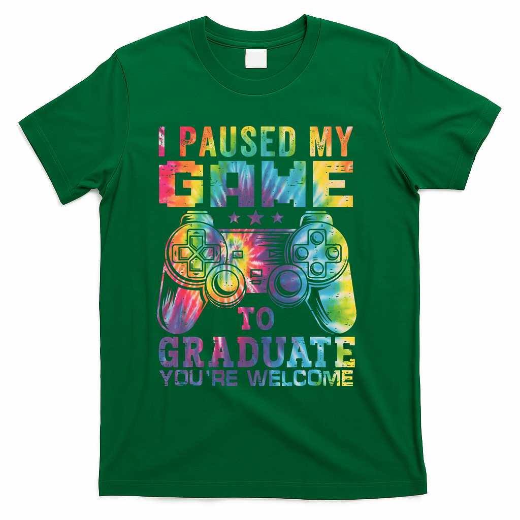 I Paused My Game To Graduate Video Gamer Graduation Men Boy T-Shirt - Green