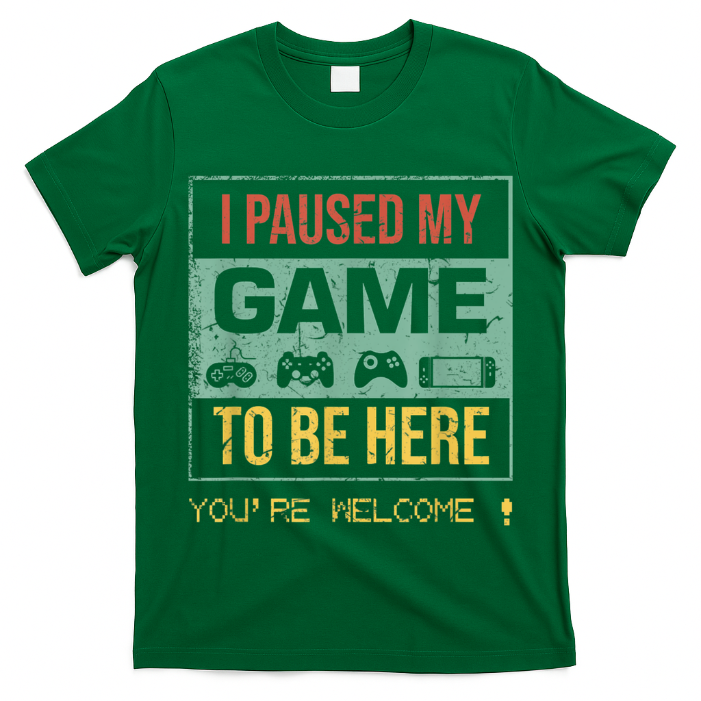 I Paused My Game To Be Here Gamer Gaming Retro Vintage Gift T-Shirt