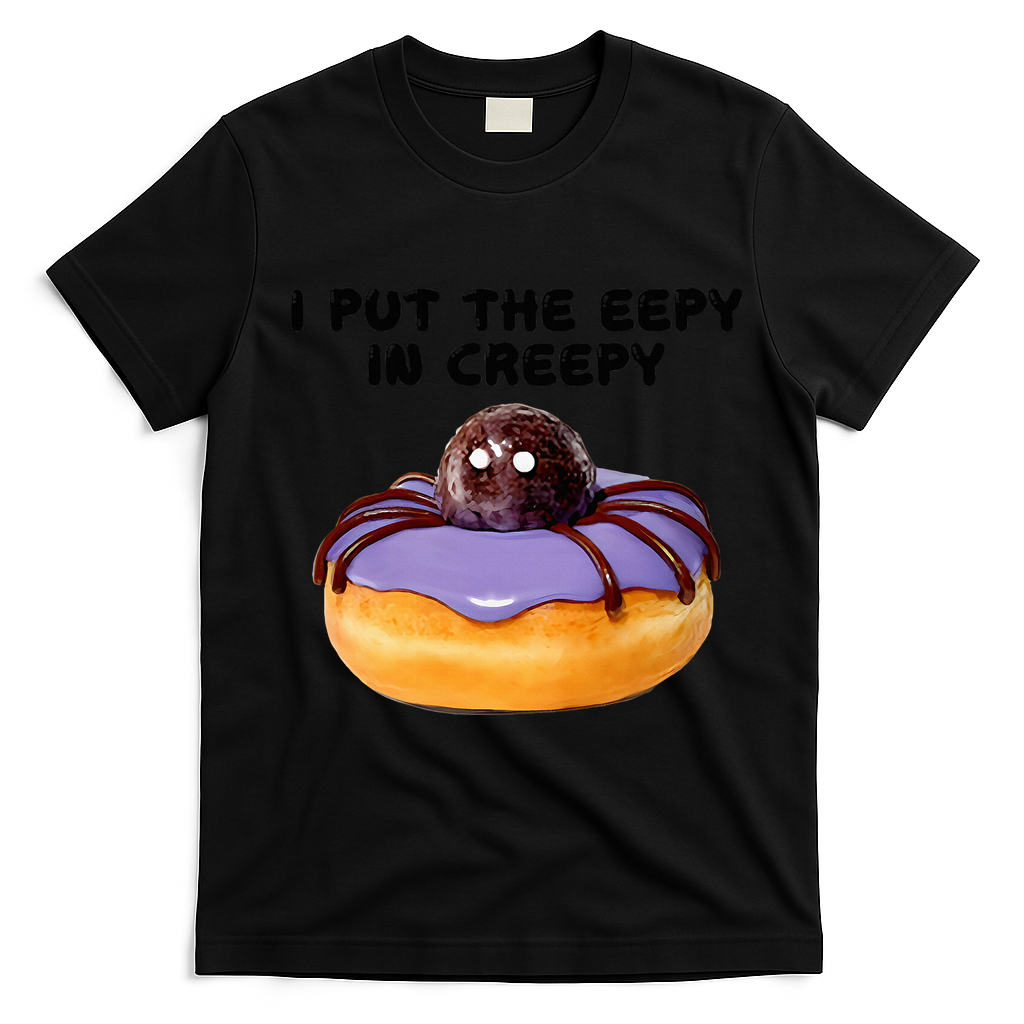 I Put The Eepy In Creepy Spider Donut Cake Halloween T-Shirt - Black