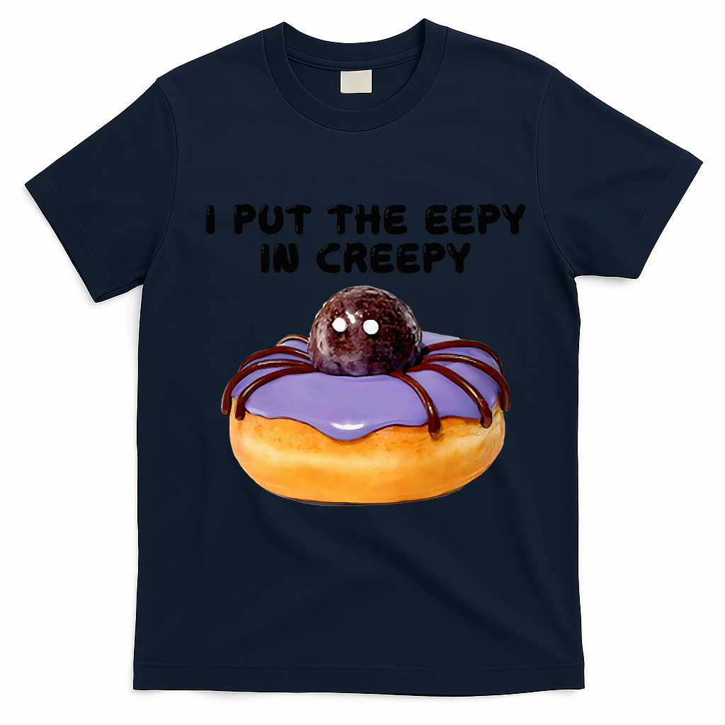 I Put The Eepy In Creepy Spider Donut Cake Halloween T-Shirt - Navy Blue