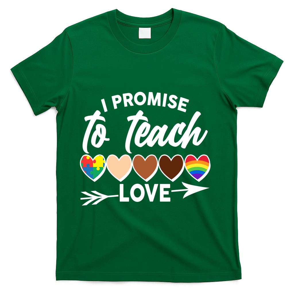 I Promise To Teach Love Diversity Equality T-Shirt - Green