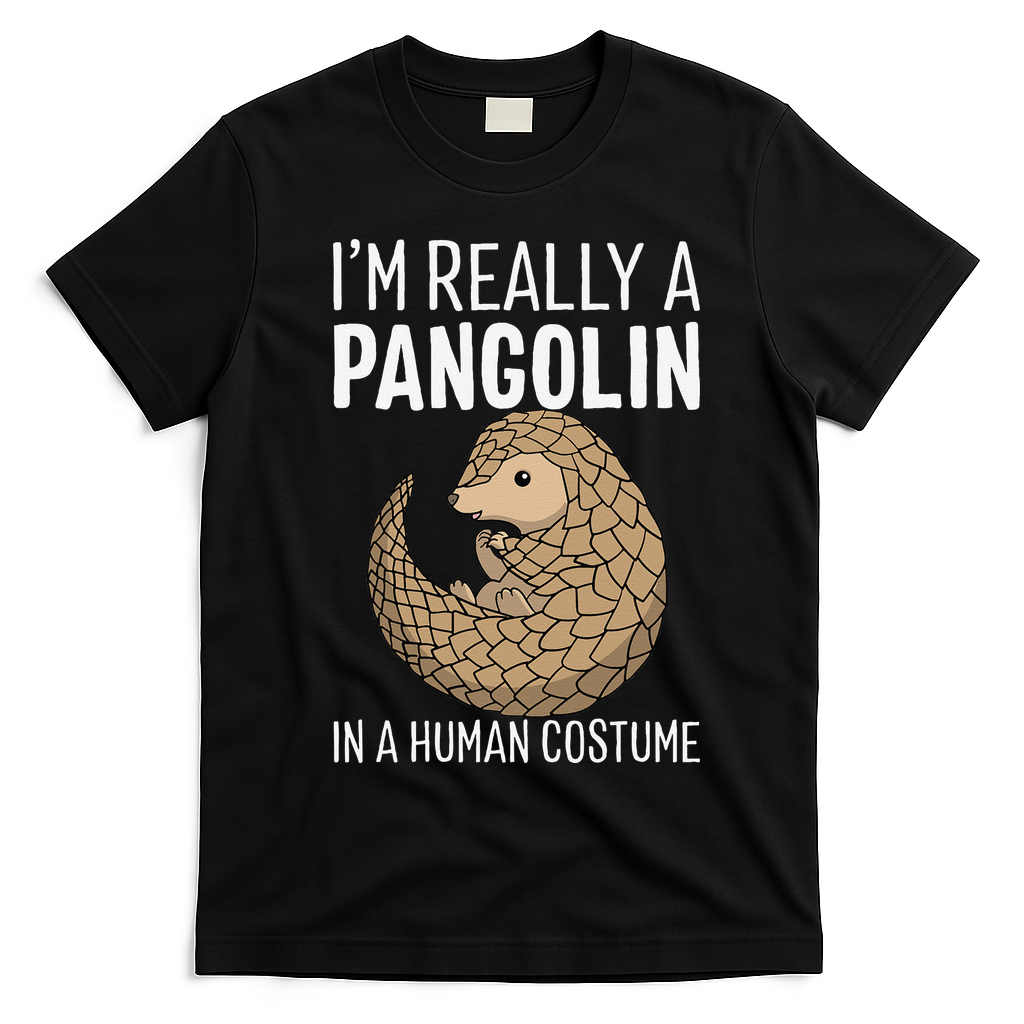 Im Really A Pangolin In A Human Costume Halloween T-Shirt - Black