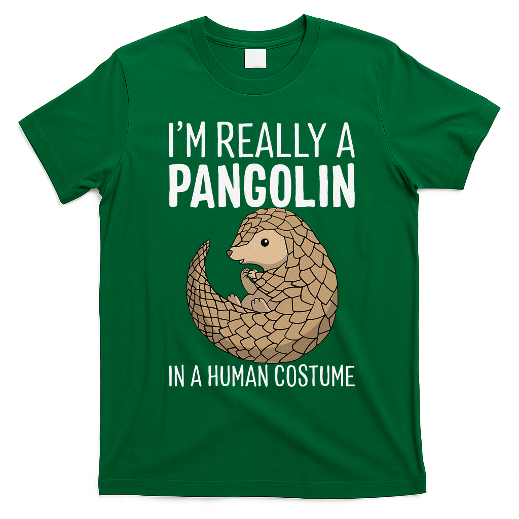 Im Really A Pangolin In A Human Costume Halloween T-Shirt - Irish Green