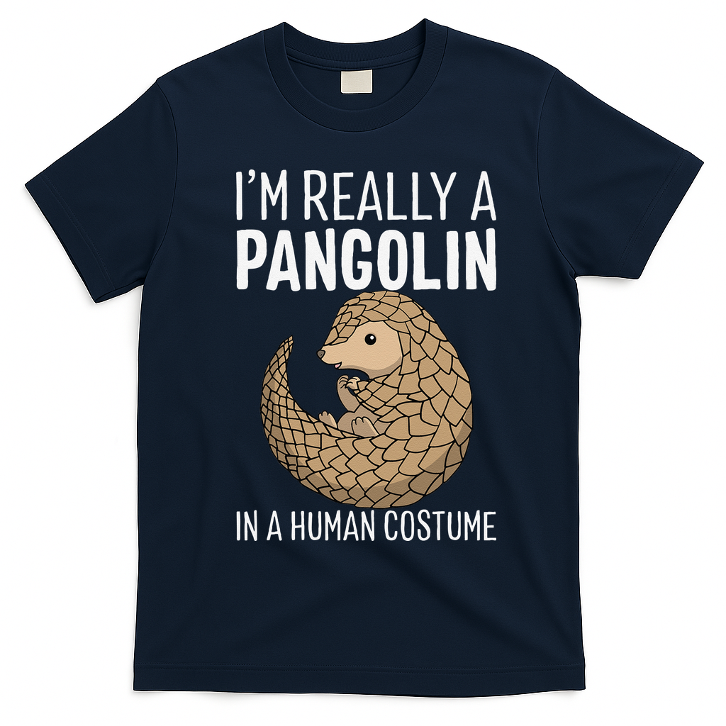 Im Really A Pangolin In A Human Costume Halloween T-Shirt - Navy Blue