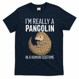 Im Really A Pangolin In A Human Costume Halloween T-Shirt - Navy Blue