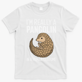 Im Really A Pangolin In A Human Costume Halloween T-Shirt - White