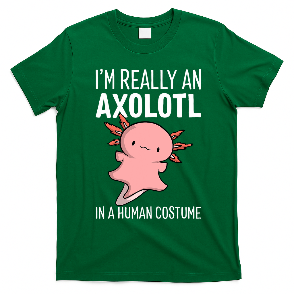 I'm Really An Axolotl In A Human Costume Halloween Funny  T-Shirt - Irish Green