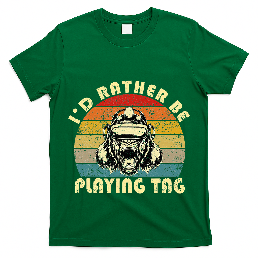 ID Rather Be Playing Tag Gorilla Monke Tag Gorilla Vr Gamer T-Shirt