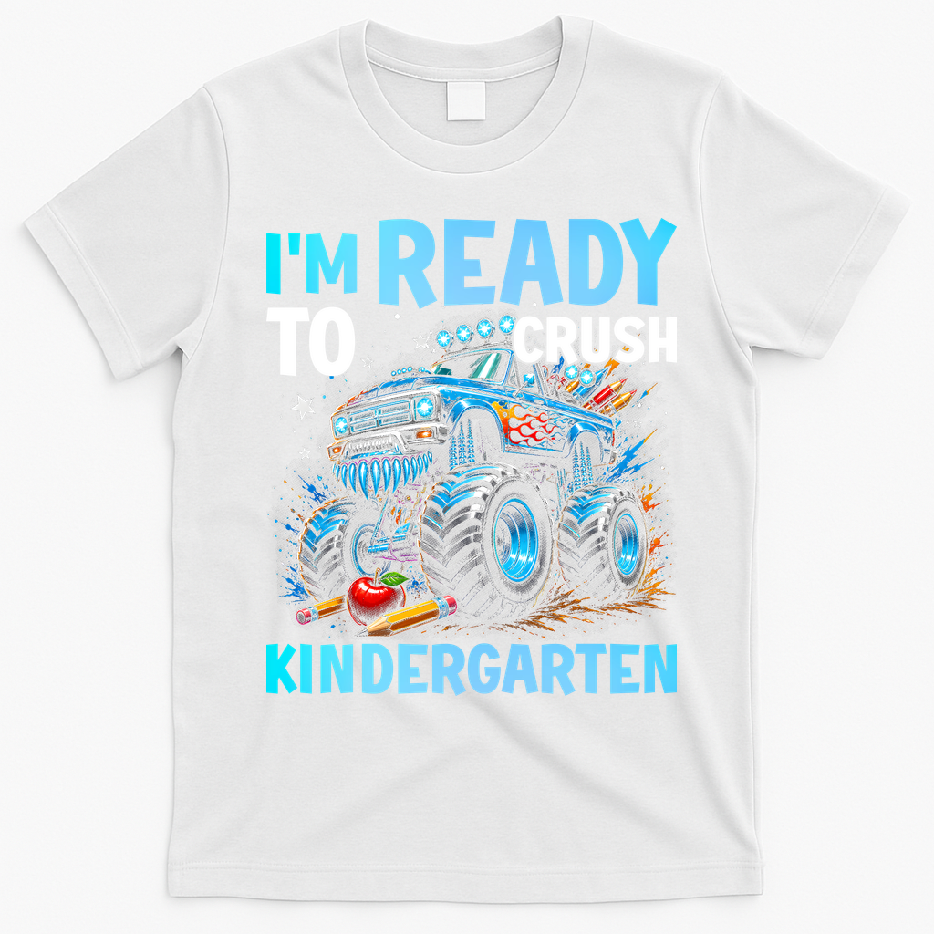 I'm Ready To Crush Kindergarten Cute Monster Truck Back To School T-Shirt - White