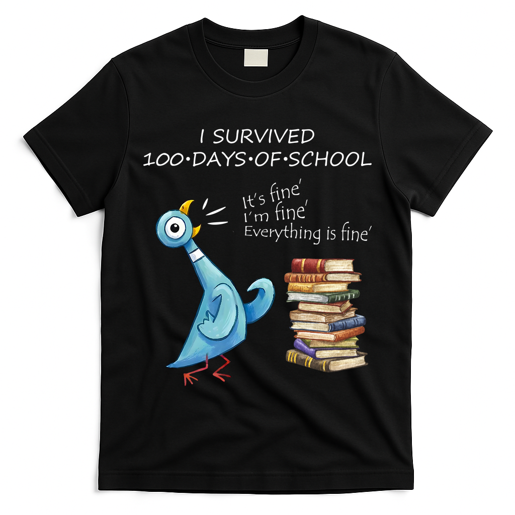 I Survived 100 Days Of School Pigeon 100th Day T-Shirt