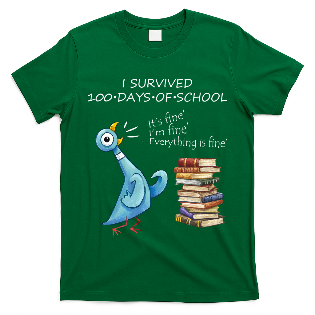 I Survived 100 Days Of School Pigeon 100th Day T-Shirt