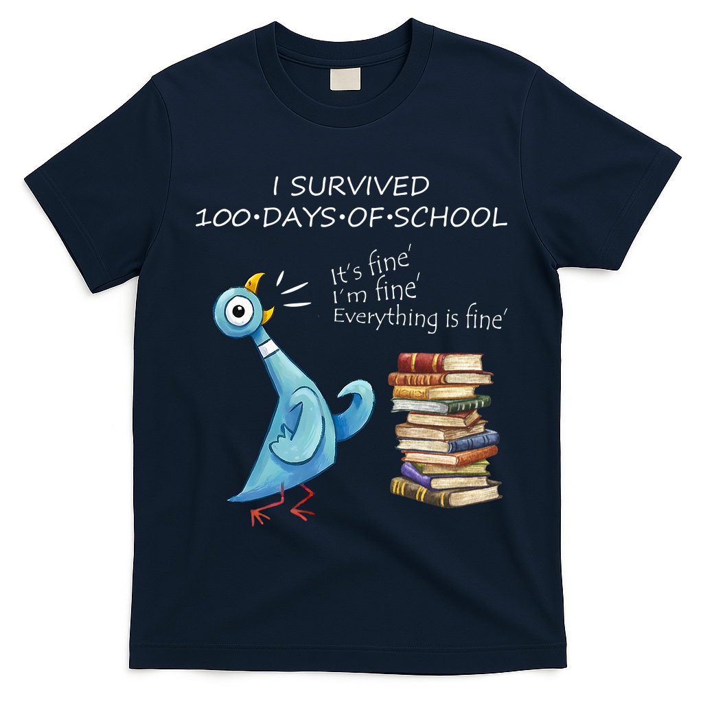 I Survived 100 Days Of School Pigeon 100th Day T-Shirt