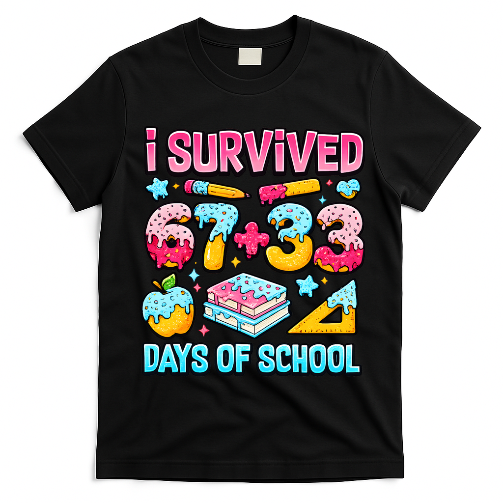 I Survived 67 33 Days Of School 100 Day 6-7 Meme T-Shirt