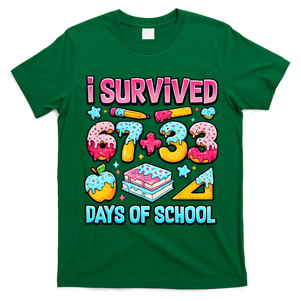 I Survived 67 33 Days Of School 100 Day 6-7 Meme T-Shirt