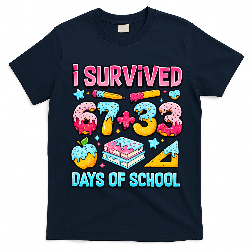 I Survived 67 33 Days Of School 100 Day 6-7 Meme T-Shirt