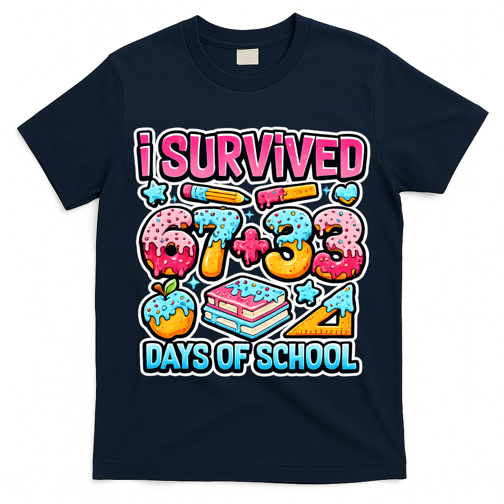 I Survived 67 33 Days Of School 100 Days Of School 6-7 Meme T-Shirt