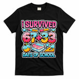 I Survived 67 33 Days Of School 100 Days Of School 6-7 Meme T-Shirt - Black