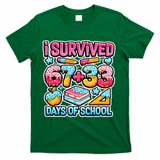 I Survived 67 33 Days Of School 100 Days Of School 6-7 Meme T-Shirt - Green