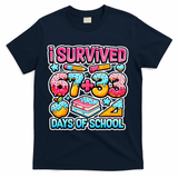 I Survived 67 33 Days Of School 100 Days Of School 6-7 Meme T-Shirt - Navy
