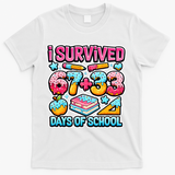 I Survived 67 33 Days Of School 100 Days Of School 6-7 Meme T-Shirt - White