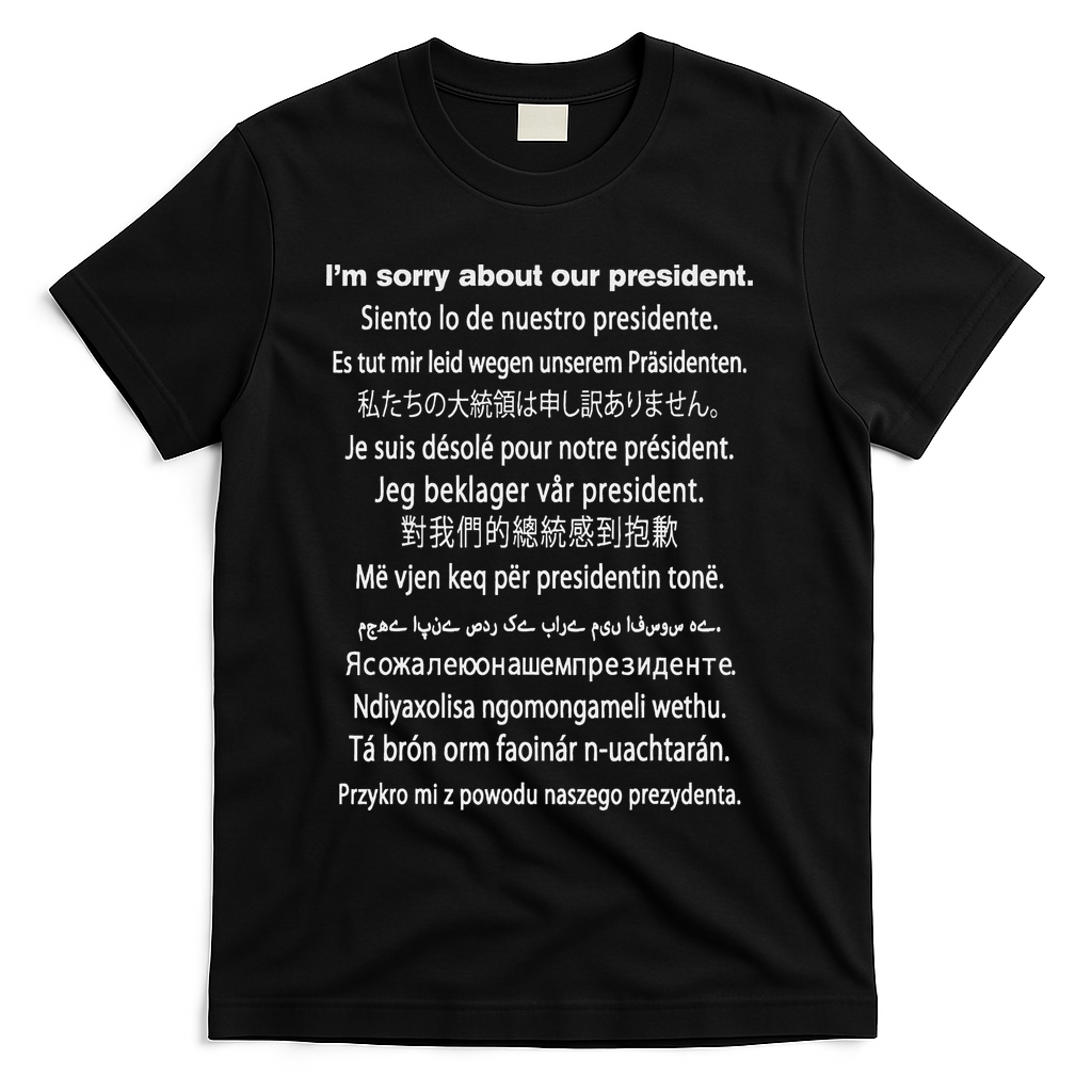 IM Sorry About Our President Donald Trump Funny Gift T-Shirt - Black