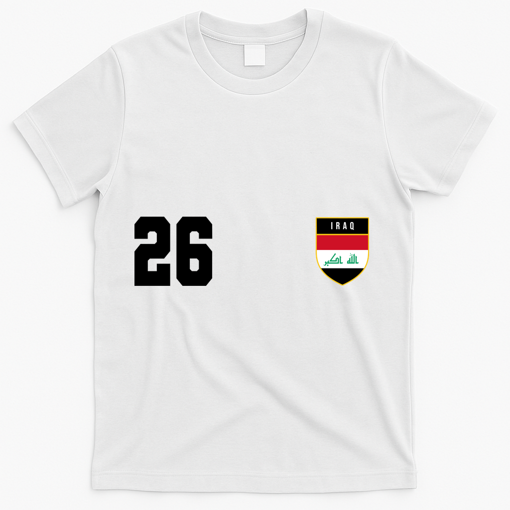 Iraq Soccer Jersey 2026 Back And Front T-Shirt - White