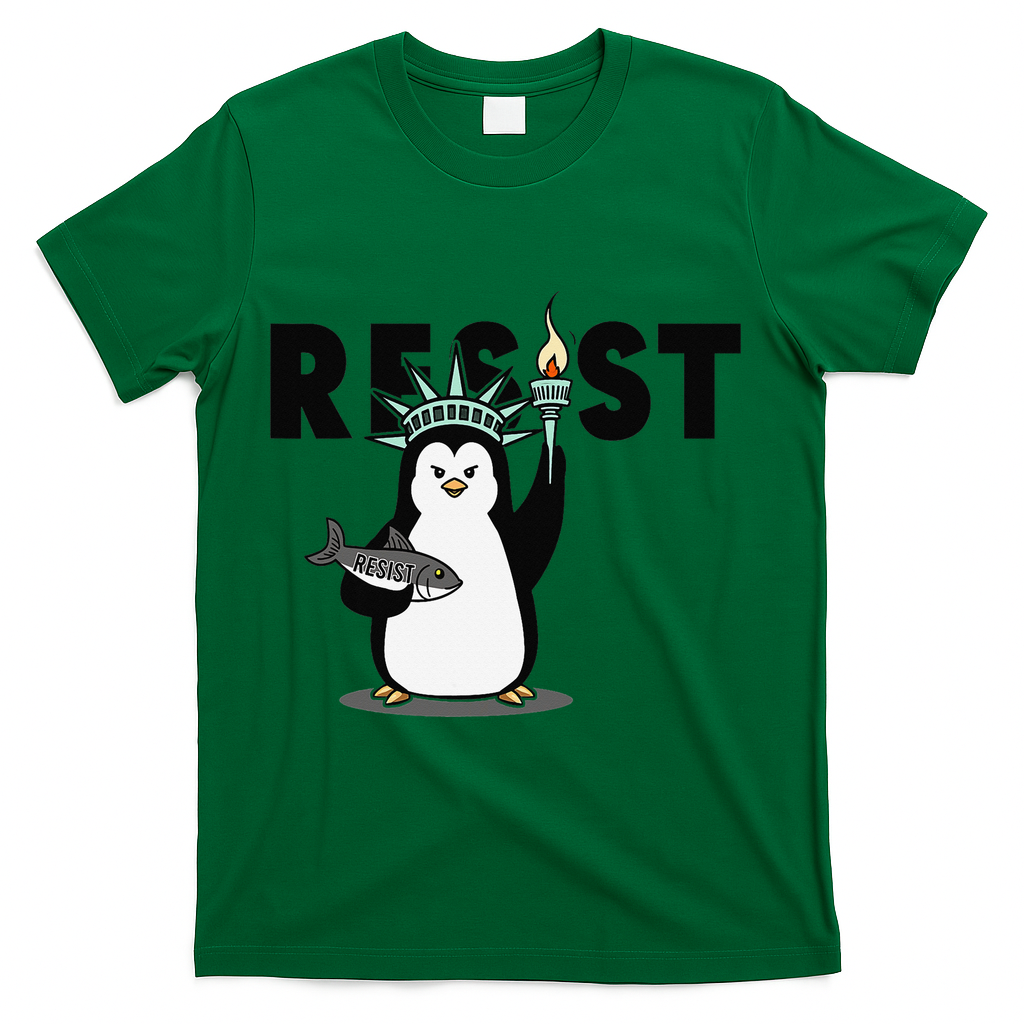 I Stand With The Penguins Resist Penguin Anti Trump T-Shirt - Green