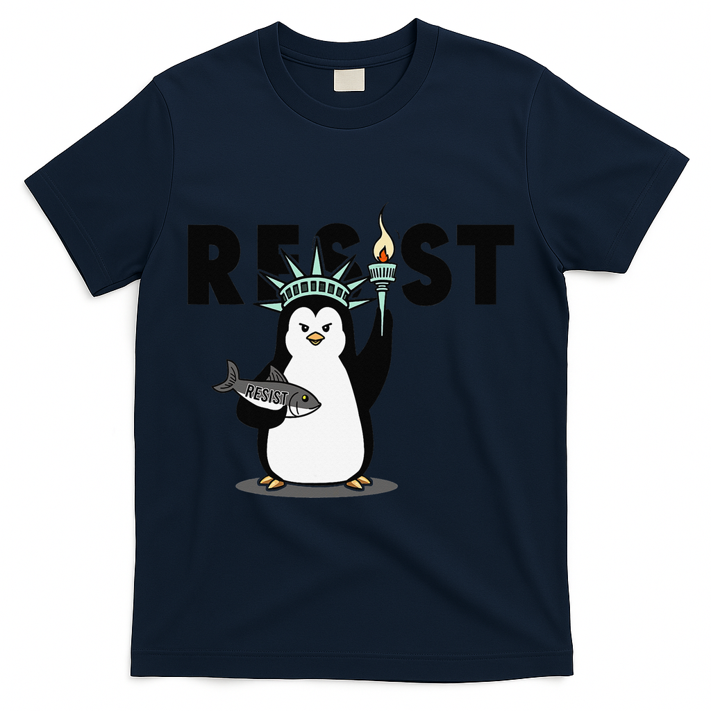 I Stand With The Penguins Resist Penguin Anti Trump T-Shirt - Navy