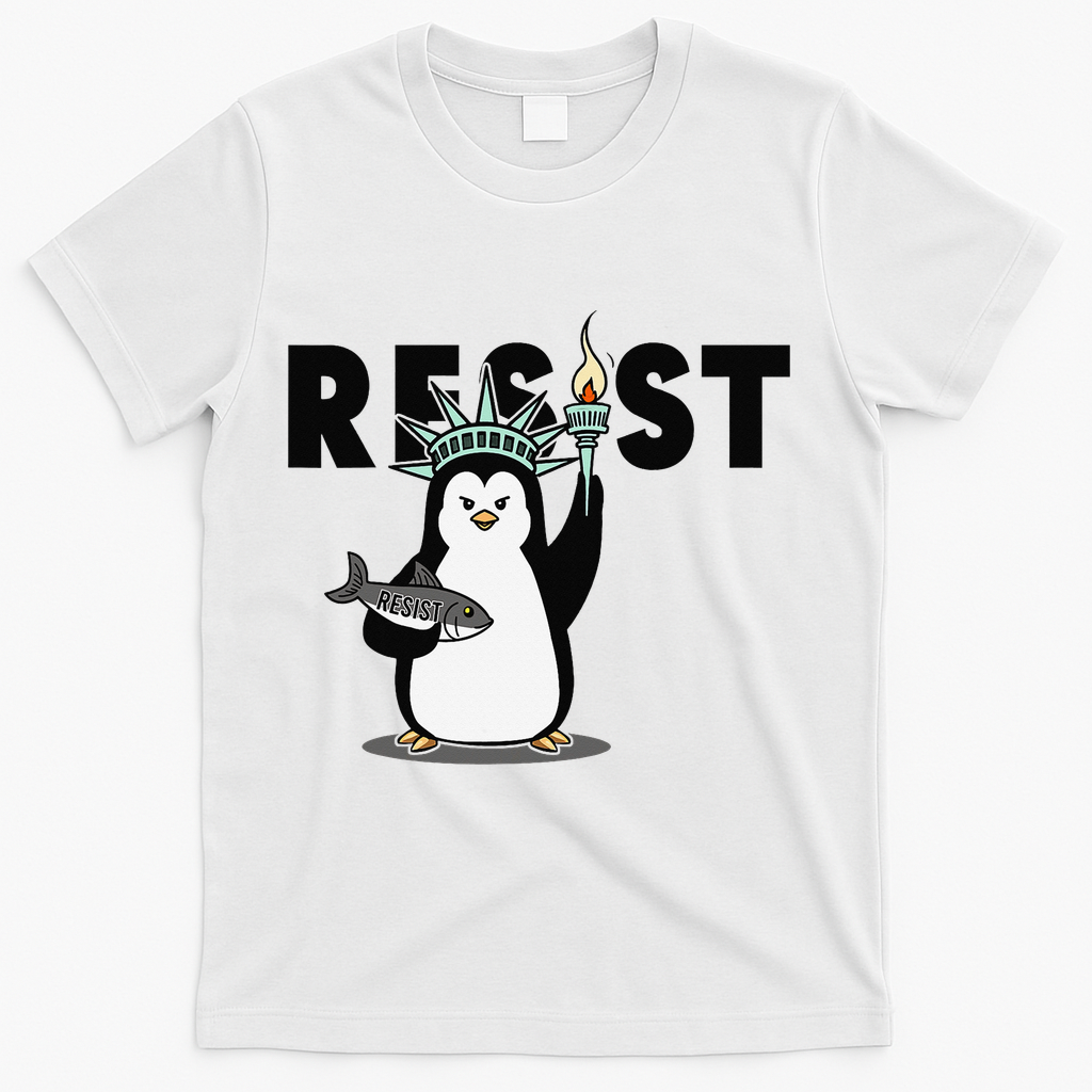 I Stand With The Penguins Resist Penguin Anti Trump T-Shirt - White
