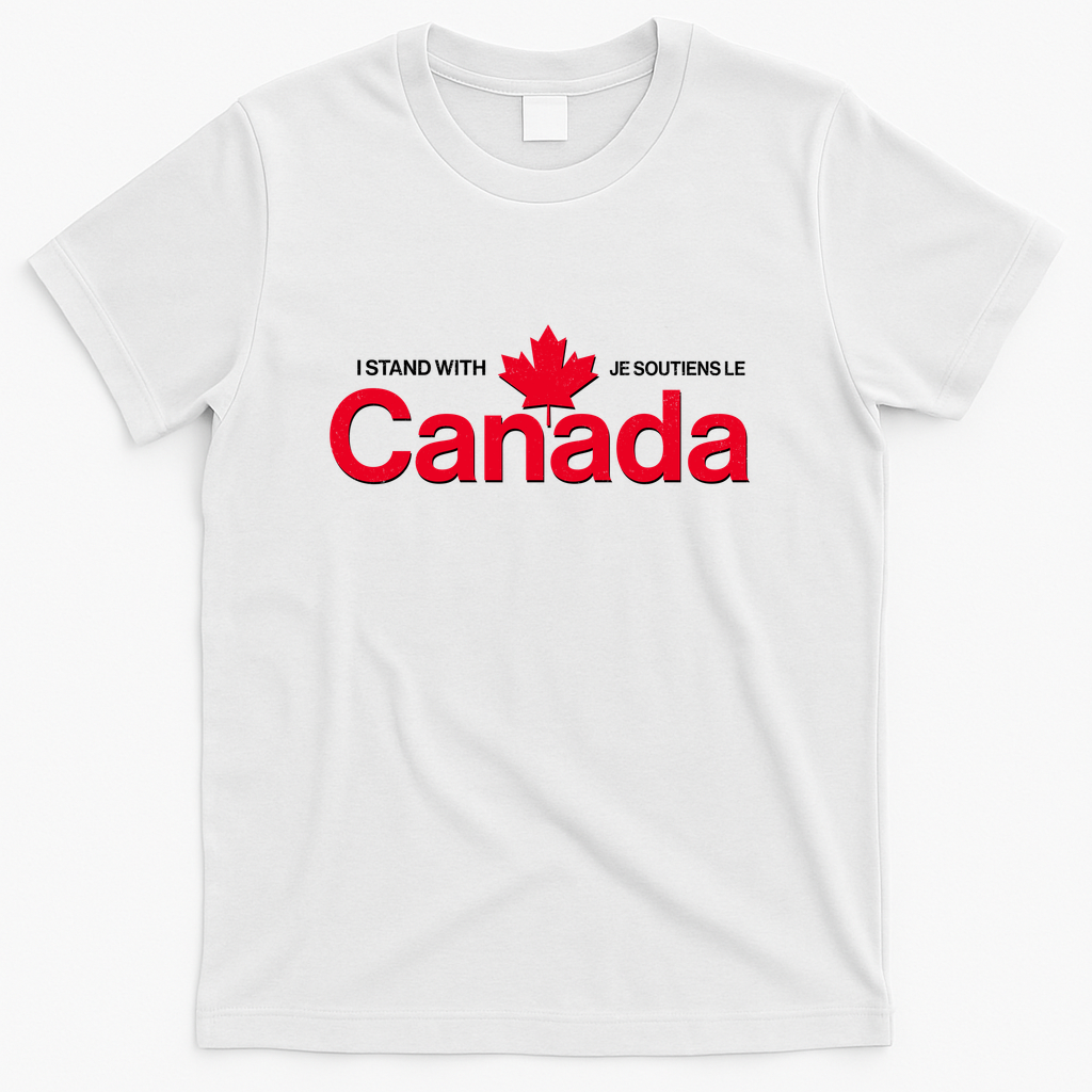 I Stand With Je Soutiens Le Canada English French T-Shirt - White