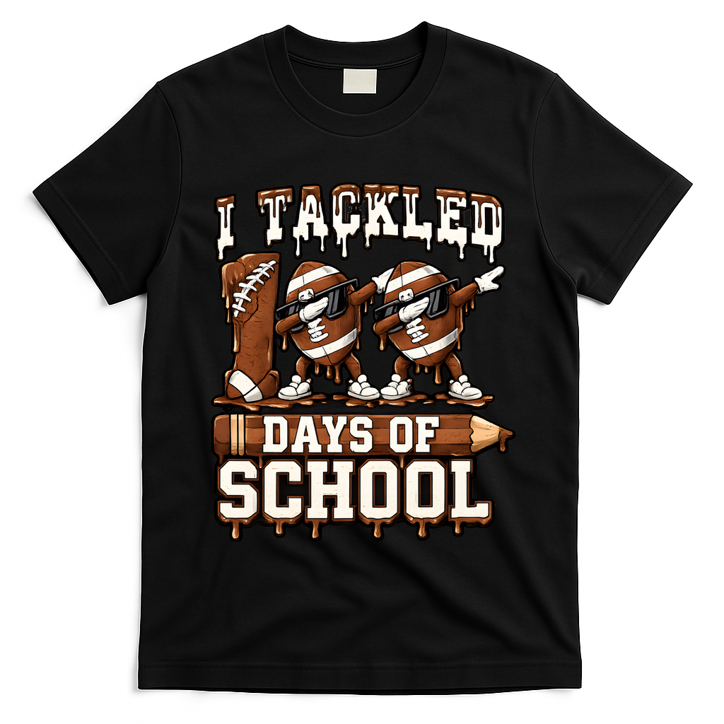 I Tackled 100 Days Of School 100th Day Football T-Shirt