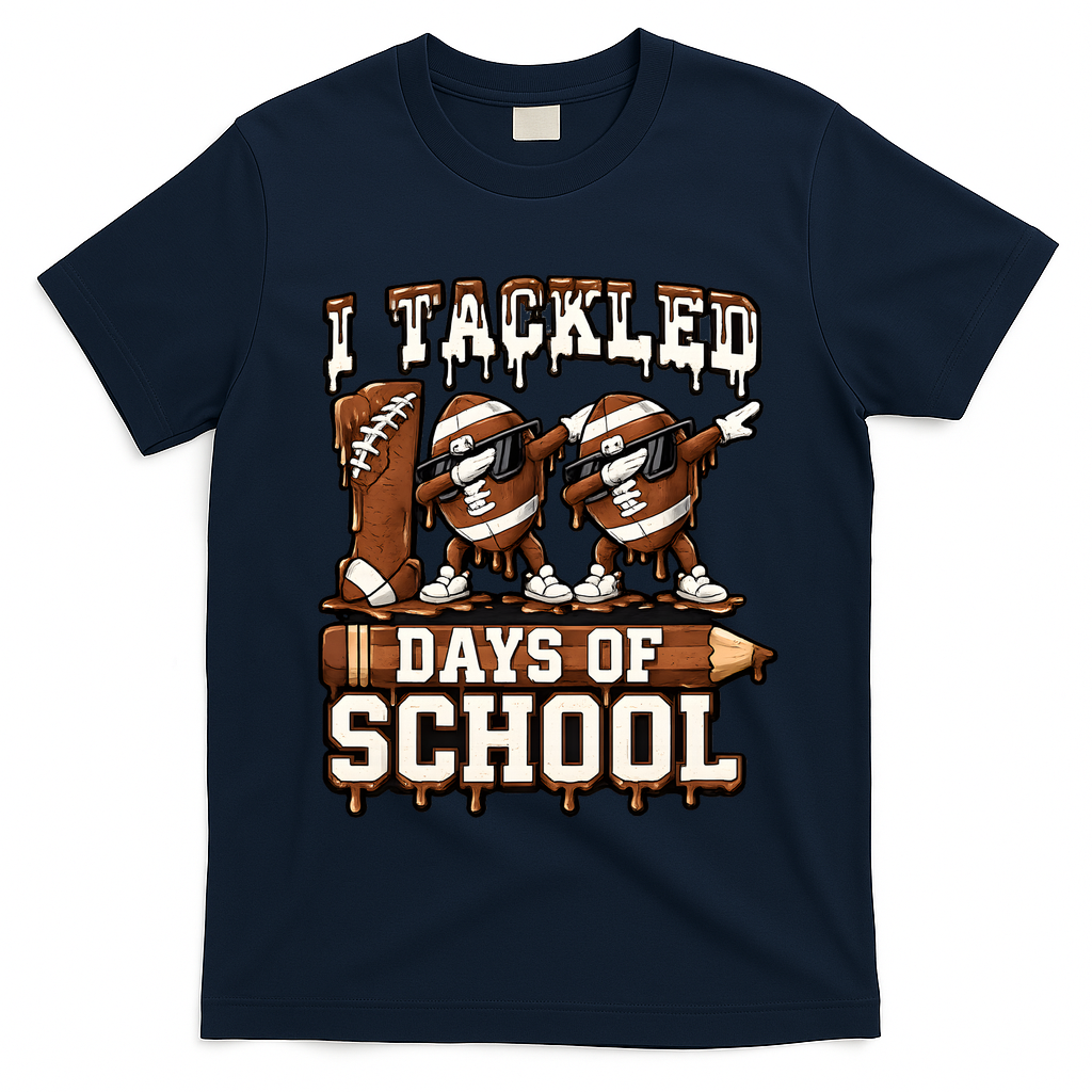 I Tackled 100 Days Of School 100th Day Football T-Shirt
