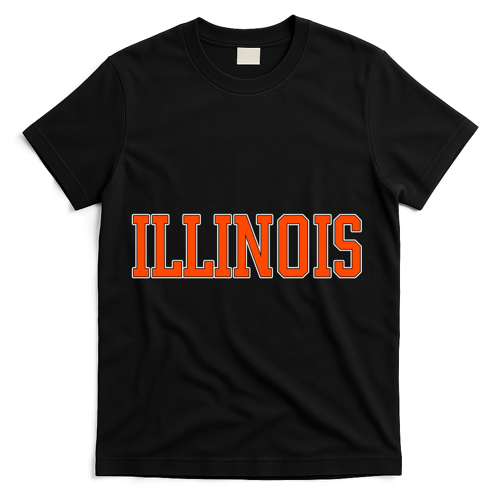 Illinois Throwback Classic Team Sports Varsity T-Shirt - Black