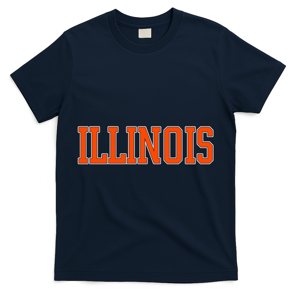 Illinois Throwback Classic Team Sports Varsity T-Shirt - Navy