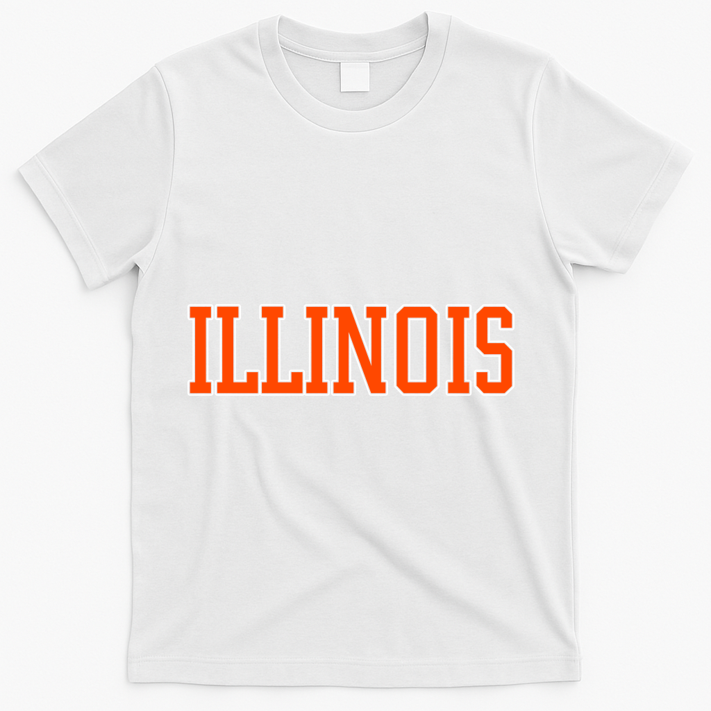Illinois Throwback Classic Team Sports Varsity T-Shirt - White