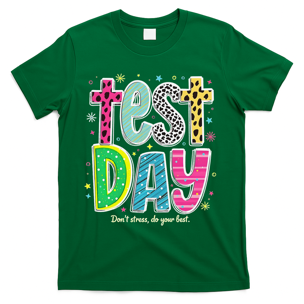 Its Test Day Preppy Teacher Dont Stress Do Your Best T-Shirt - Green
